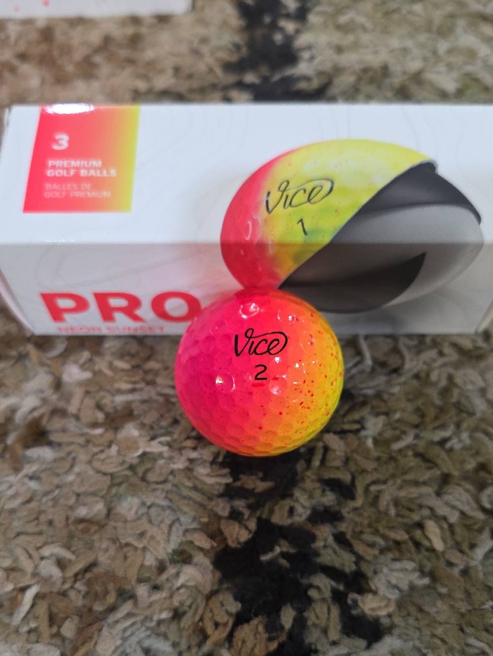Vice Pro Neon Sunset Golf Ball - Pink & Yellow- Sleeve Of 3